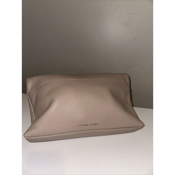 Etienne Aigner Bombe"A" Clutch Handbag Tan Leather New - Picture 4 of 10